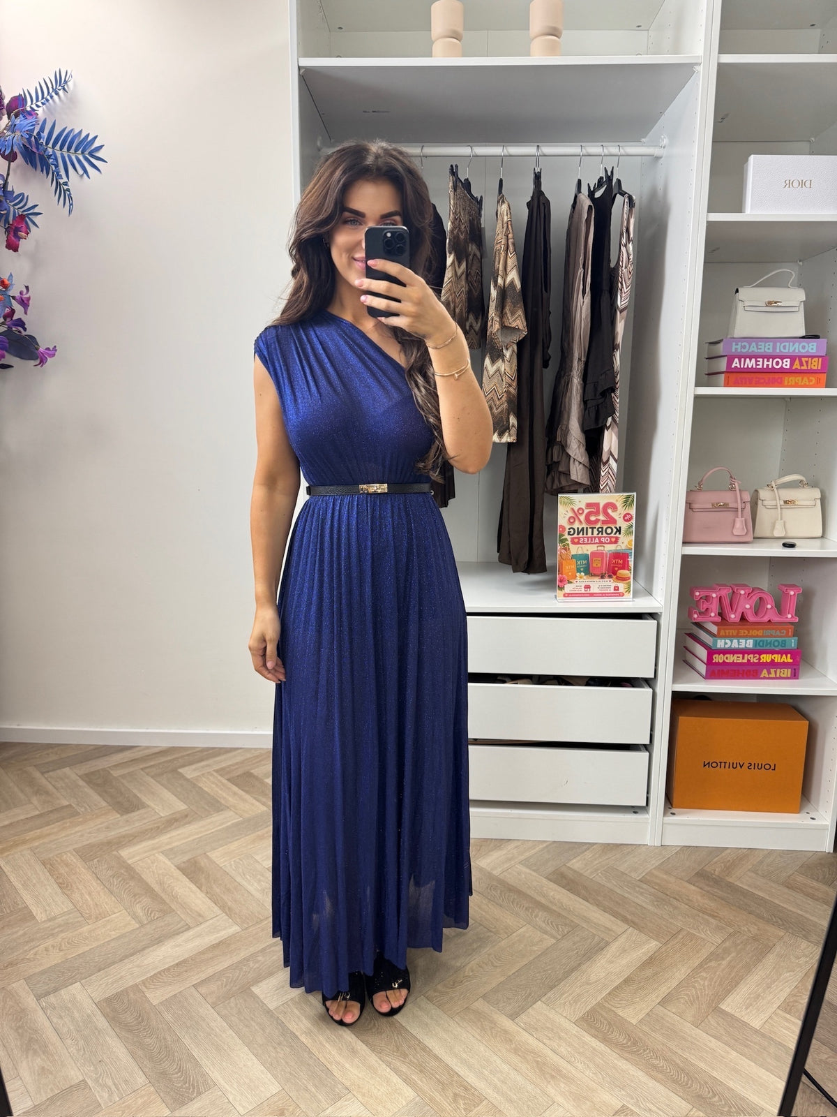 Long Jumpsuit Lurex Split Kobalt