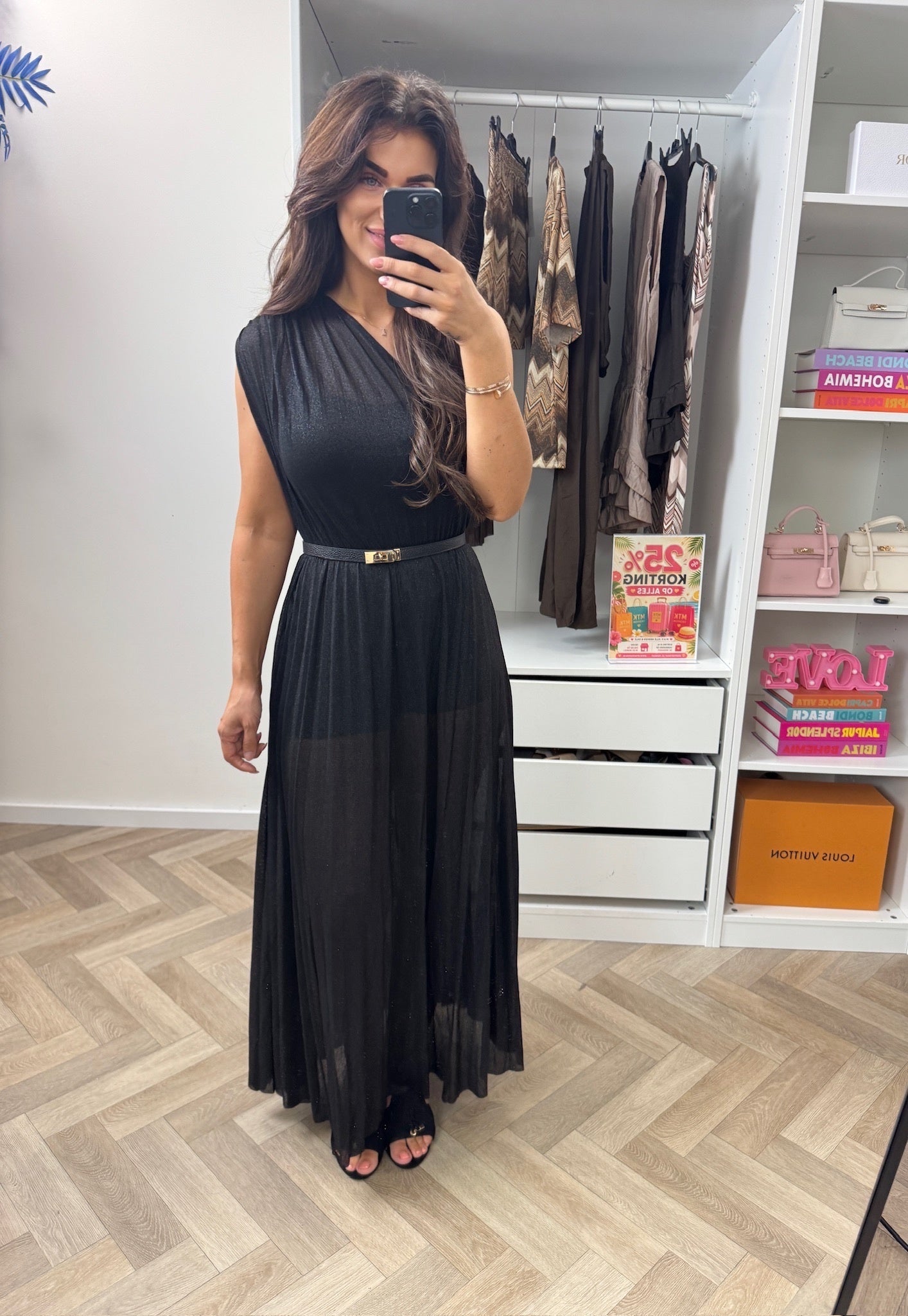 Long Jumpsuit Lurex Split Black