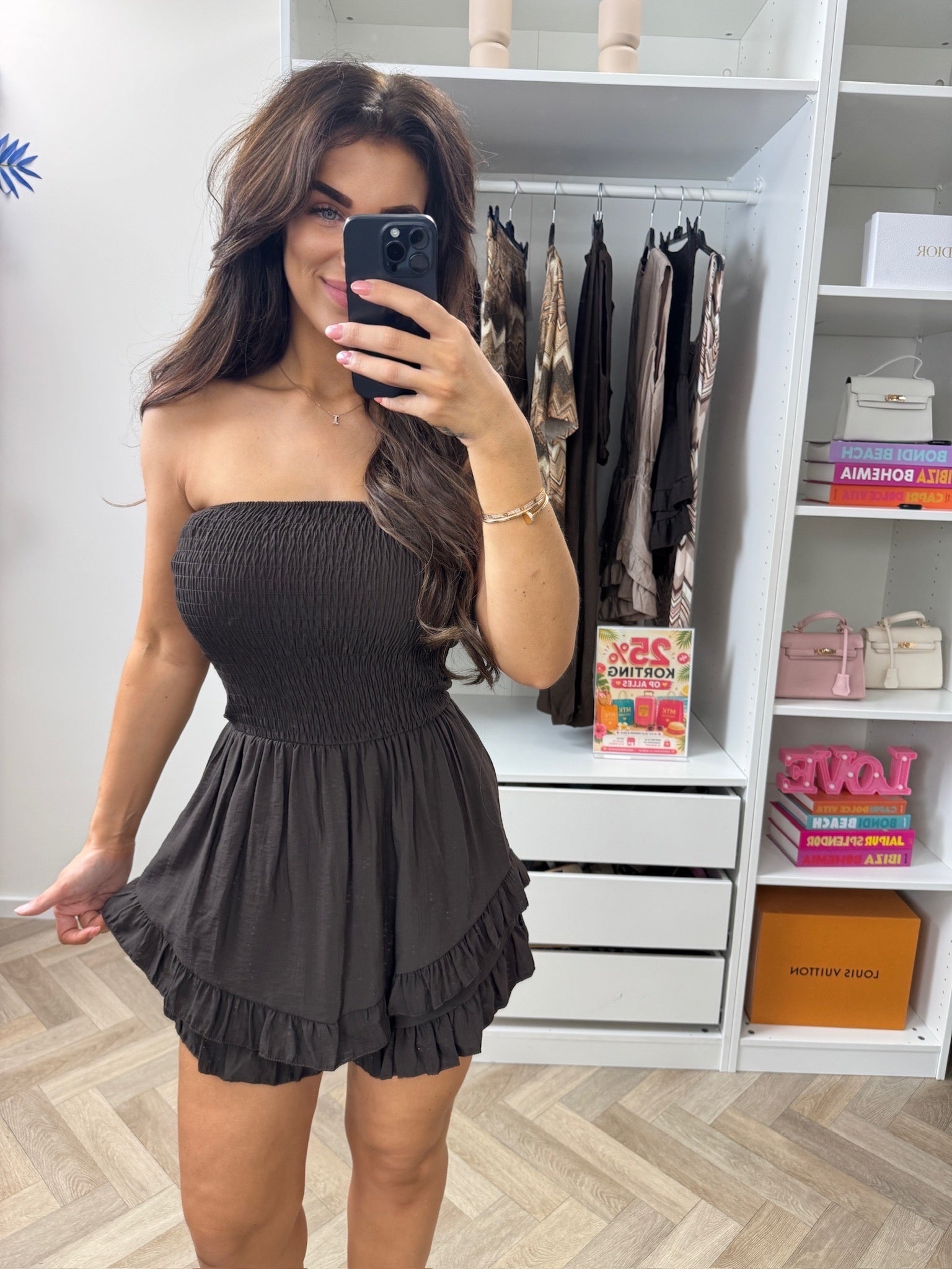 Jumpsuit Strapless Ruffle  Choco