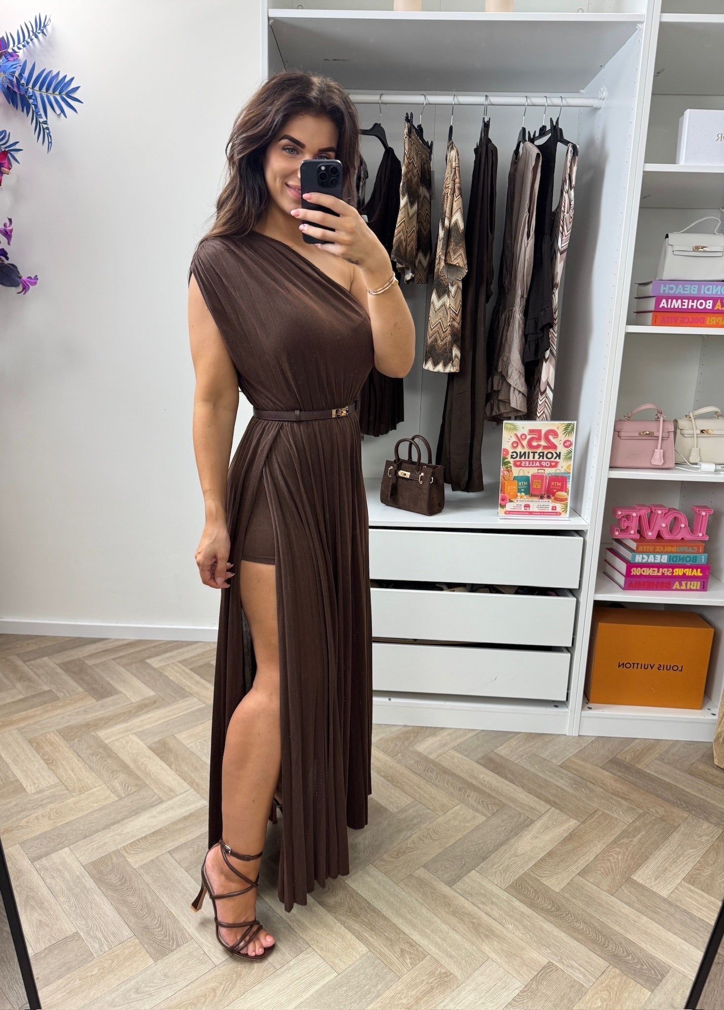 Long Jumpsuit Lurex Split Choco
