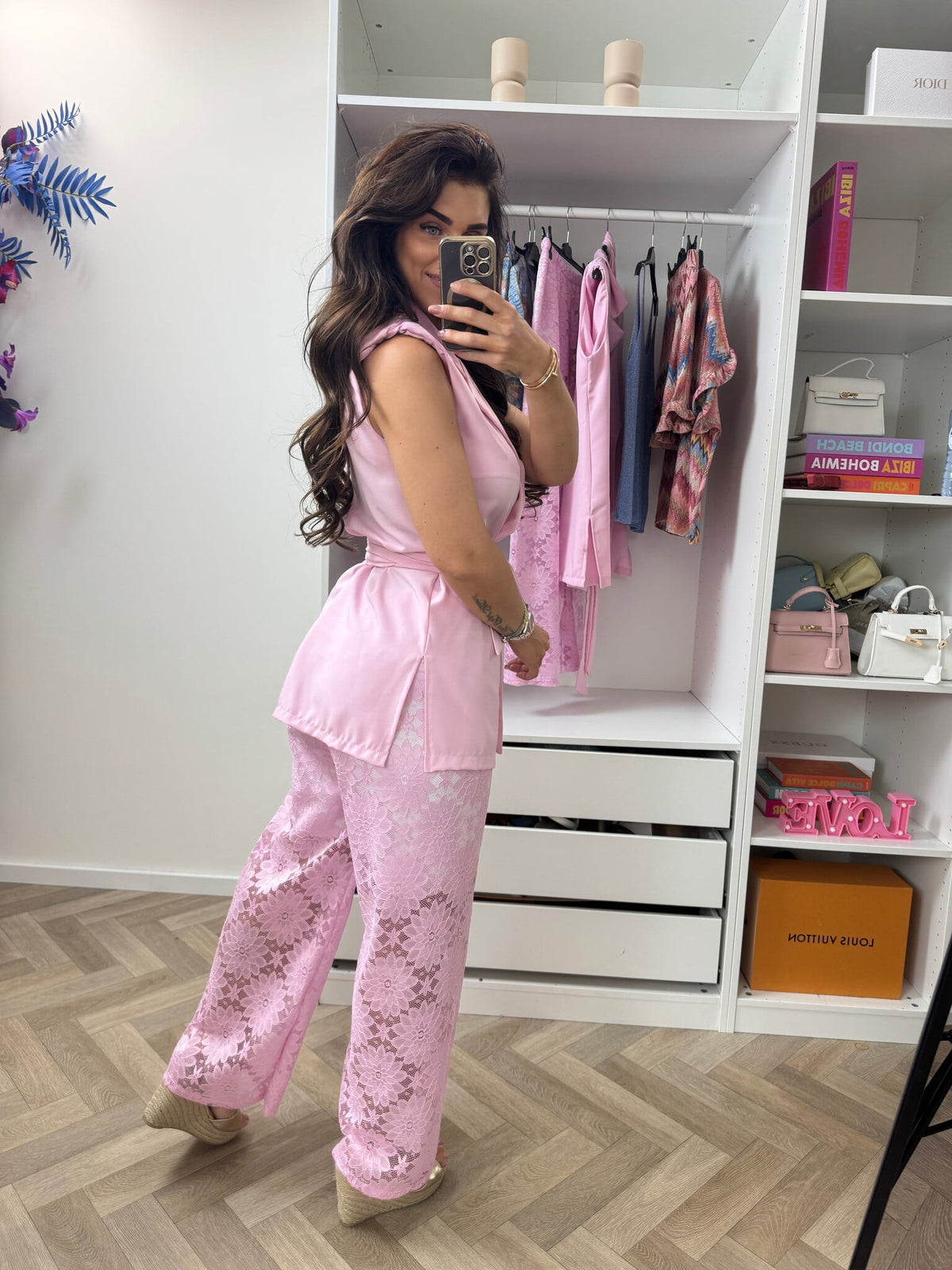 Set Lace Gilet Pink