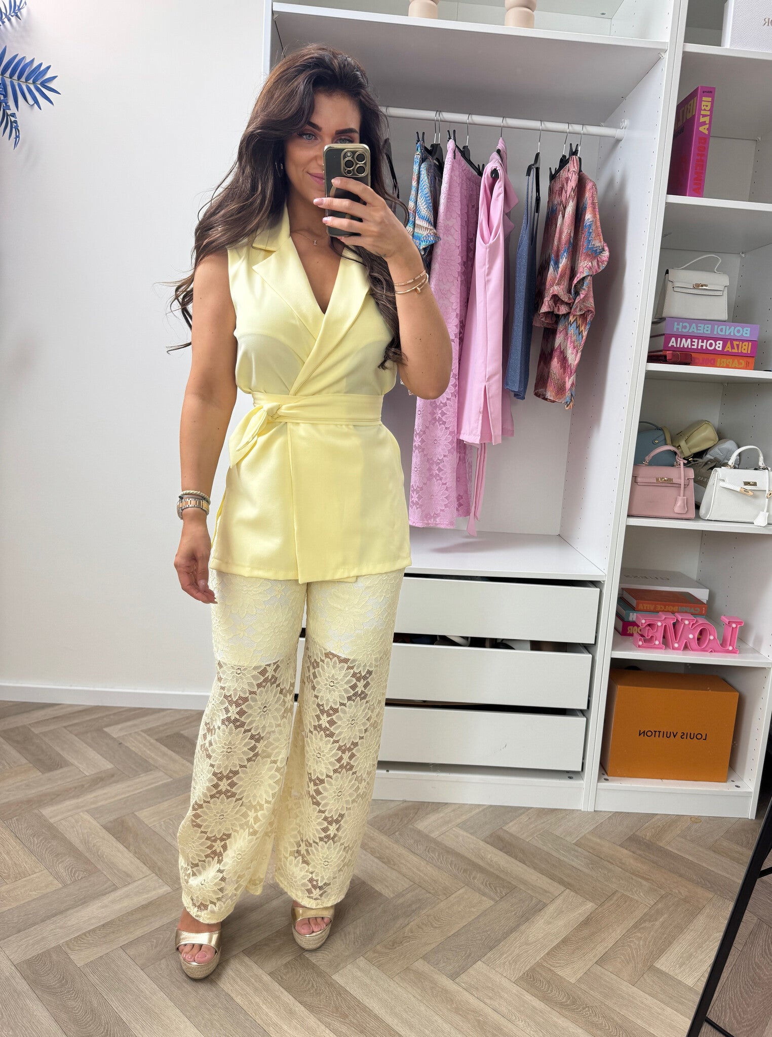 Set Lace Gilet Yellow