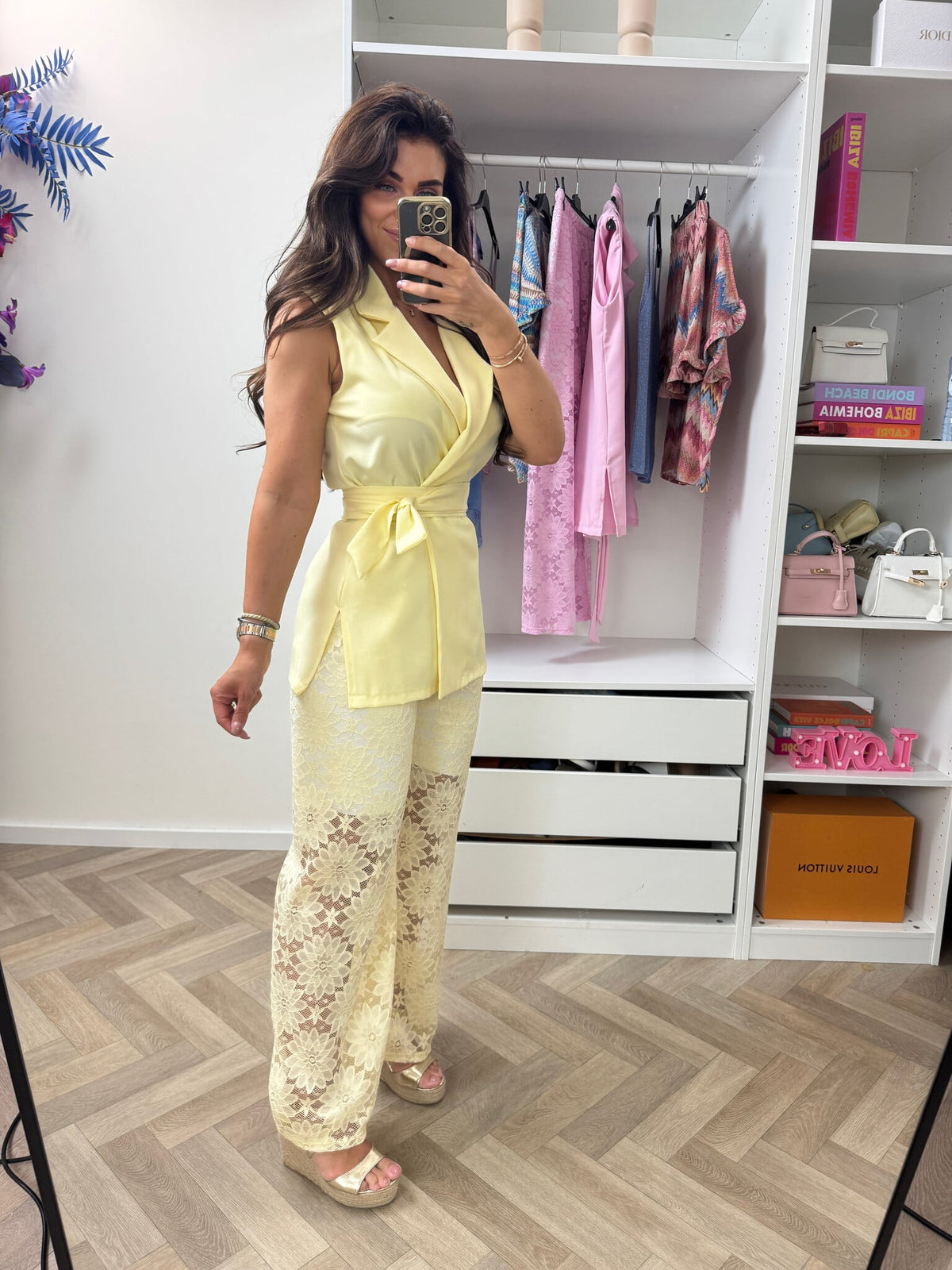 Set Lace Gilet Yellow