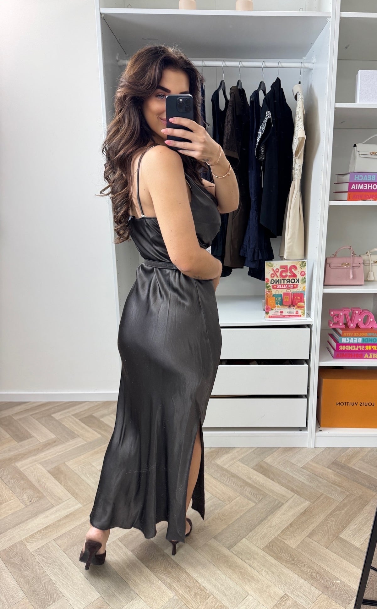 Long Dress Satin Choco