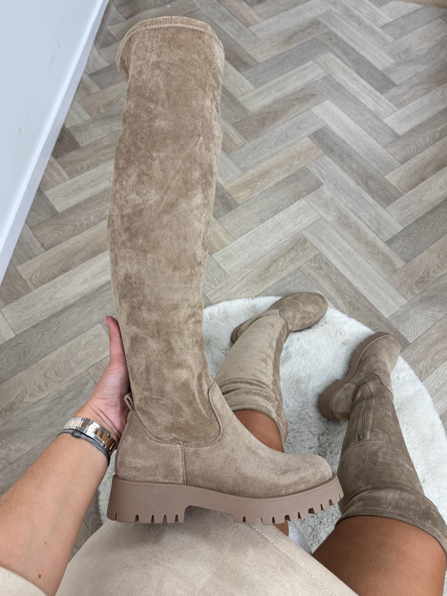 Overknee Boots Macy Suede Khaki DE339S