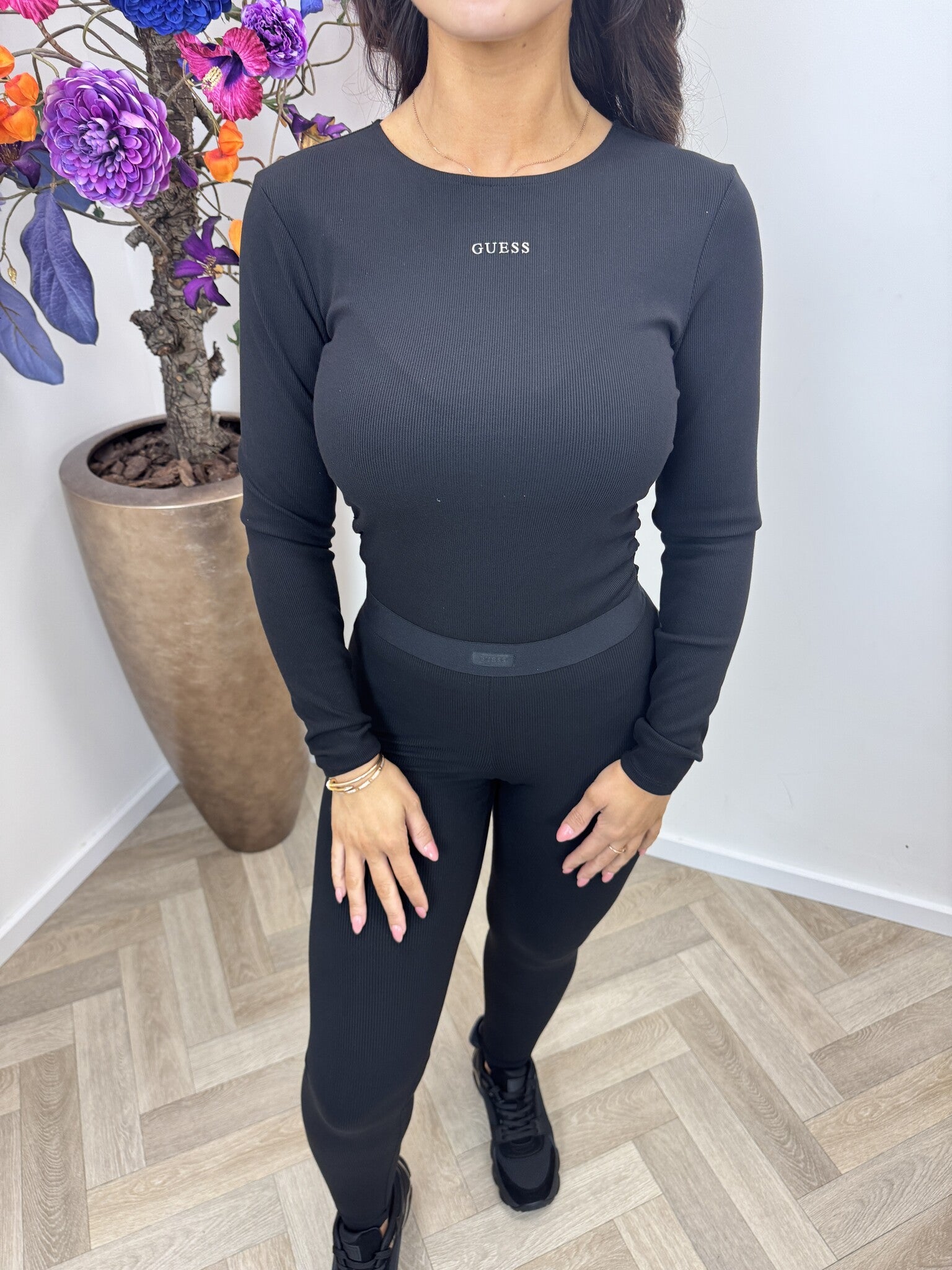 Rib Top Logo Guess Black 1328