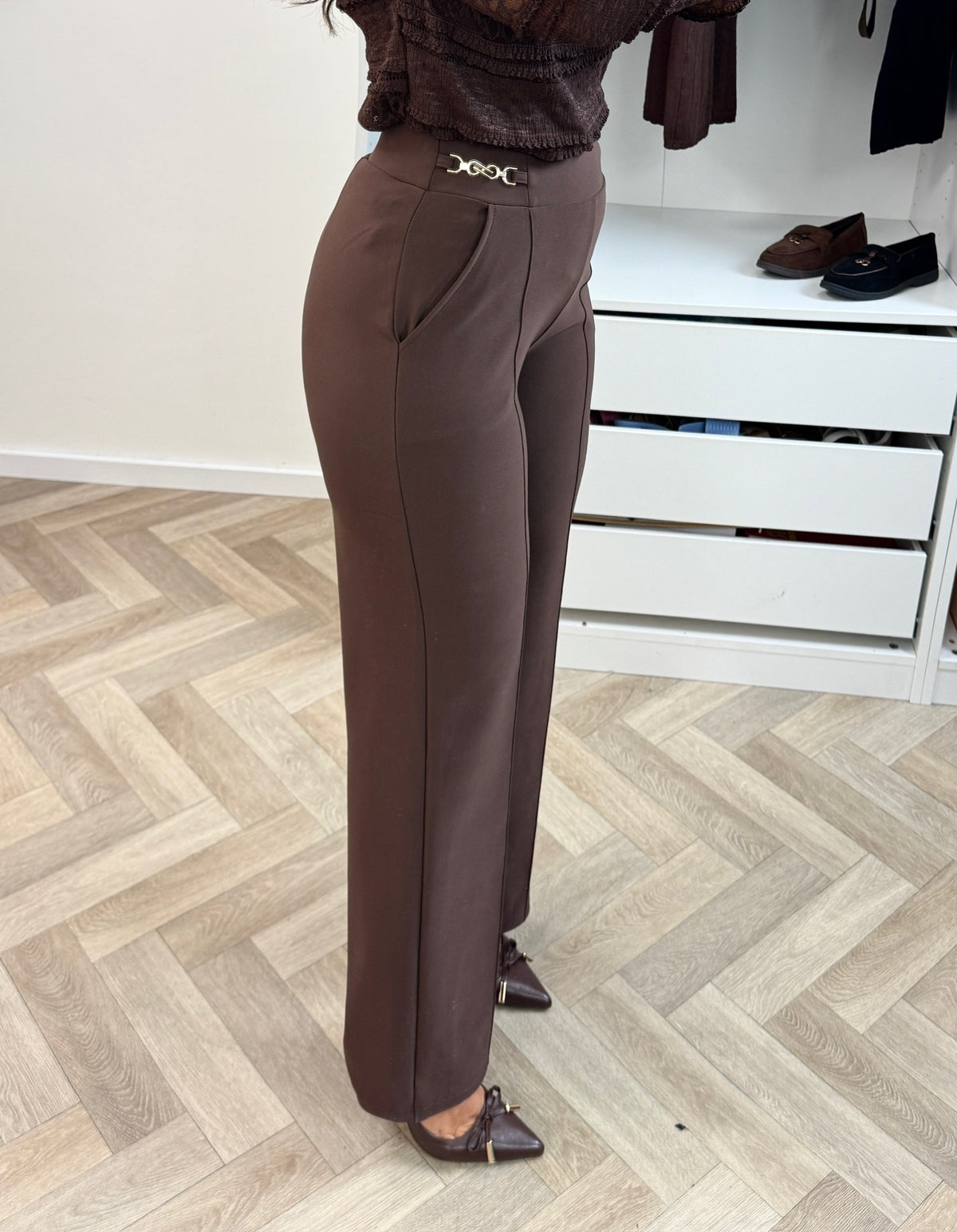Scuba Pants Gold Detail Choco LM3312 PRE ORDER