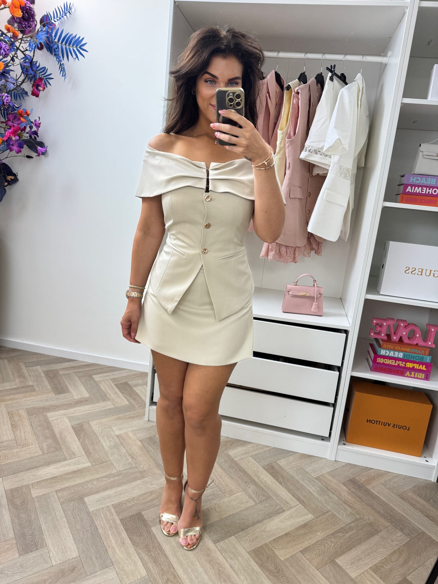 Blazer Top Sera Button 3341 Taupe