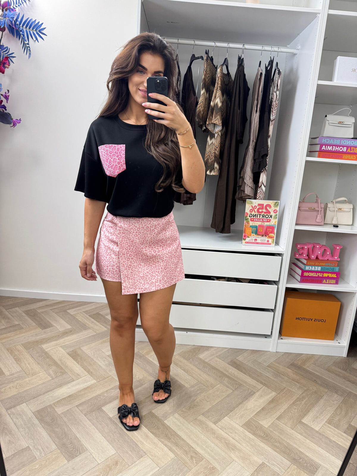T-shirt Leopard Pink Black