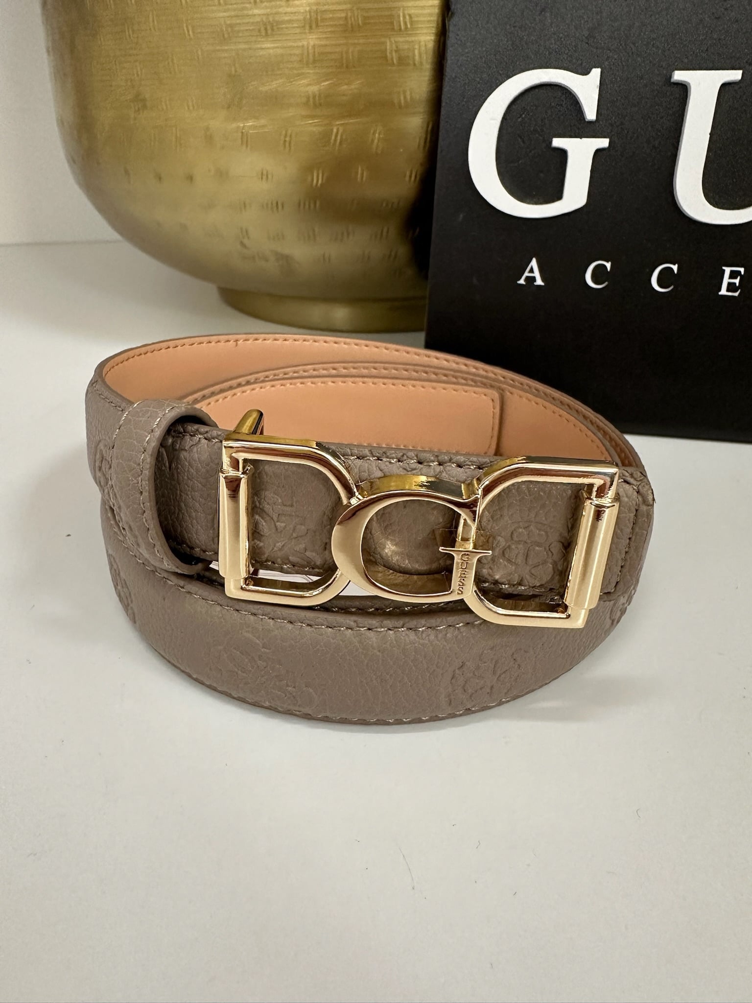 Belt Anise Logo Dark Taupe Guess 1169