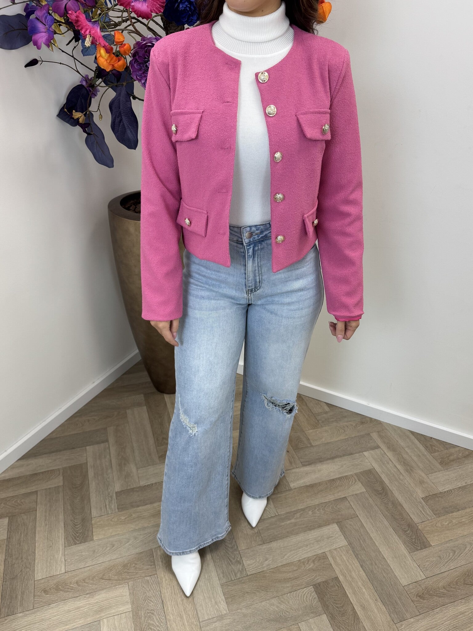 Jacket Mica button Pink